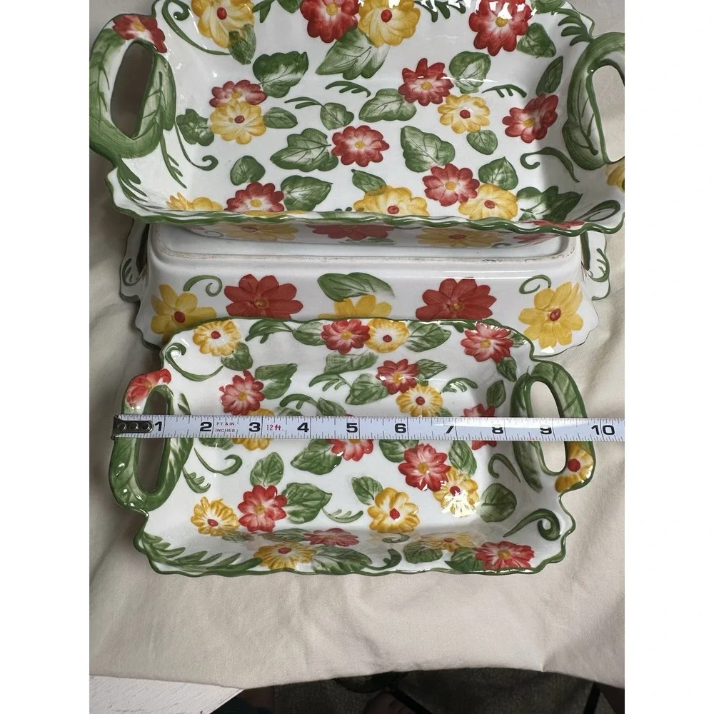 Set of 3 Temp-tations by Tara Floral Embroidery Rectangular‎ Casserole Dishes